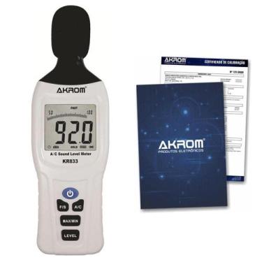 Imagem de Decibelímetro dBA/dBC com Certificado de Calibração - KR833 - AKROM