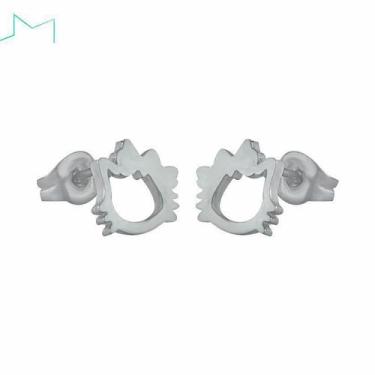 Imagem de Brinco Infantil Gatinha Aço Inoxidável 316l Par Criança Luxo - Santo E