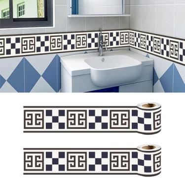 Imagem de Papel de parede para borda de PVC, revestimento de parede removível, autoadesivo, azulejos, decoração fácil de aplicar para banheiro e cozinha (estilo 5)