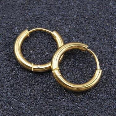 Imagem de Brinco de Argola Dourado Aço Cirúrgico - Vorax Acessórios, 16mm