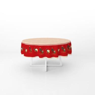 Imagem de Toalha De Mesa Redonda Natalina Noel e Trenó 146x146cm - PRESENTE-BRIN