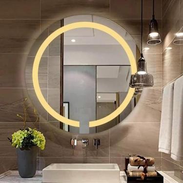 Imagem de Espelho jateado Redondo 60cm com LED quente TOUCH - Woodglass