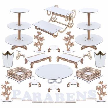 Imagem de Kit Festa Mdf Provençal Branco - Linha Premium - Completo - Maxdecor D