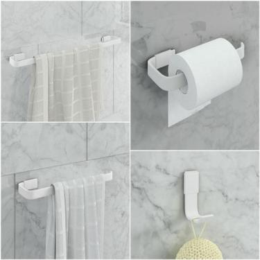 Imagem de Kit De Acessórios Para Banheiro 4 Peças Stander Branco - JEP COMERCIAL