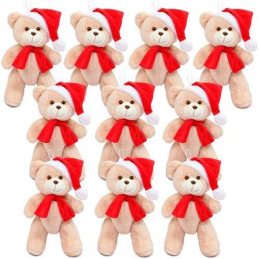 Imagem de Urso de Pelúcia 25cm Decoração de Natal cor Caramelo 10 Peças - Gulu