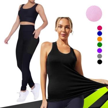 Imagem de Camiseta REGATA DRY FIT Tecido Furadinho + CALÇA leg LEGGING BOLSOS Co