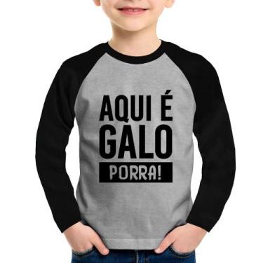 Imagem de Camiseta Raglan Infantil Aqui é galo  Manga Longa - Foca na Moda, Cinz