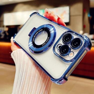 Imagem de Capa transparente com suporte magnético de luxo com glitter para Xiaomi Mi 13T 13 14 Ultra 12T Poco X6 Pro F6, capa macia, azul, para MI 13T Pro