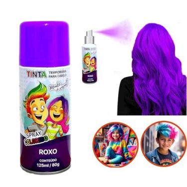Imagem de Tinta de Cabelo Temporária Roxa Spray lavável Cabelo Maluco Festas Car