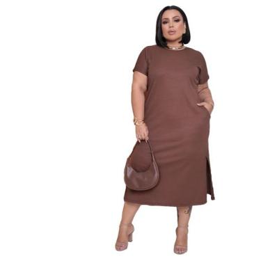 Imagem de Vestido Plus Size Basico Elegante Confortavel Liso Feminino 2730 - Sho