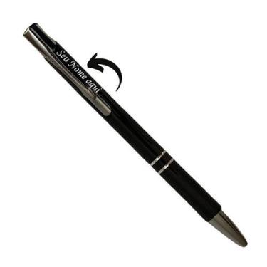 Imagem de Caneta Metal Clássica 2 Listras - Personalizada com Nome - Preta - Div