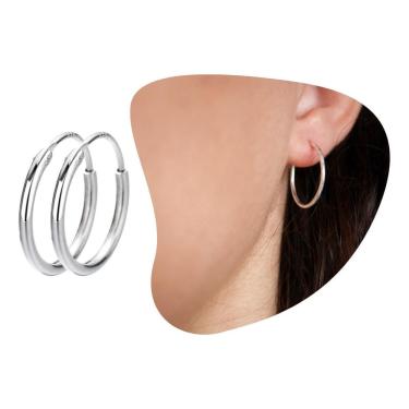 Imagem de Brinco Argola Masculino E Feminino Prata 925 Grande 20Mm