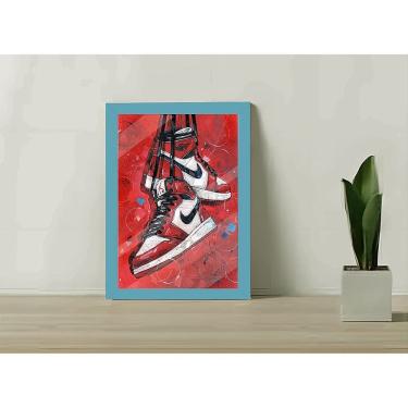 Imagem de Quadro Decorativo Tenis Jordan C/ Moldura e Vidro 33x25 A4