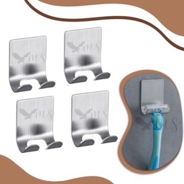 Imagem de 4 Ganchos Adesivo Parede Suporte Celular Carregador Gilete