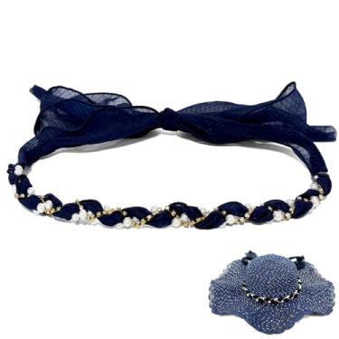 Imagem de Nemokamai Faixa de chapéu de sol para mulheres, faixa de chapéu de aba larga de verão e praia, faixa azul para chapéu de cowboy Fedora de palha