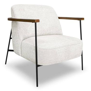 Imagem de Poltrona Para Sala Pés Metálicos Ellen S06 Boucle Branco - Mpozenato