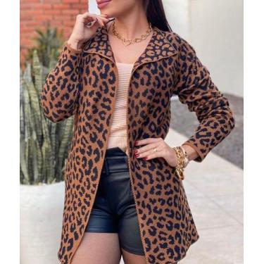 Imagem de Kimono de tricot estampa de onça - Yaya Moda Feminina 