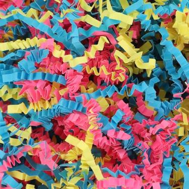 Imagem de PATIKIL Papel de corte enrugado de 500 g, papel de almofada de grama para casamento, aniversário, Natal, artesanato, caixas de presente, enchimento de cesta (cada saco de 100 ml), rosa amarelo