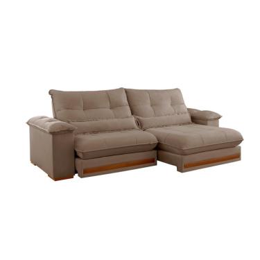 Imagem de Sofá 4 Lugares Retrátil e Reclinável Qatar Veludo Marrom 280 cm