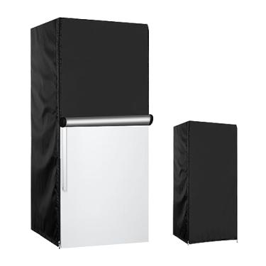 Imagem de YZNKLXF Capa de geladeira externa 73 cm C x 76 cm L x 154 cm A, capa de freezer vertical Oxford 600D, proteção para geladeira à prova d'água, à prova de poeira, à prova de sol