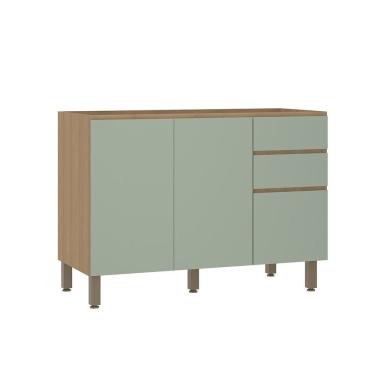 Imagem de Balcão de Cozinha para Pia 120cm 2 Portas e 3 Gavetas sem Tampo Slim Luciane Móveis