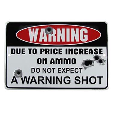 Imagem de TG,LLC Treasure Gurus Warning Gun Shots Funny Metal 20.3 cm x 30.5 cm Novidade Placa Man Cave Home Bar Decoração de Parede