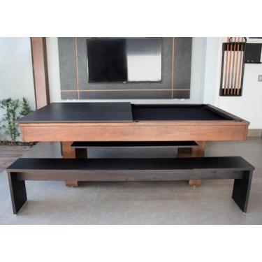 Imagem de Mesa de Sinuca e Jantar com 2 Bancos - 2,00x1,10 - Nelson Bilhares, Pr