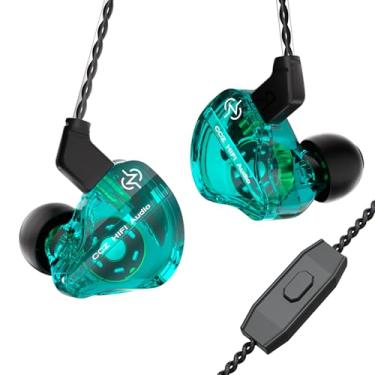 Imagem de CCZ DC01 Pro in Ear Monitor Fones de ouvido Ultrastrong Bass Edition Gaming Earbuds com ajuste profissional em forma de V 4N OFC cabo para músicos/cantores/audiófilos (com microfone, ciano)