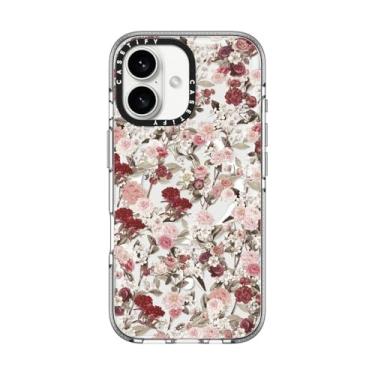 Imagem de CASETiFY Capa transparente para iPhone 16 [não amarela/2 m. Proteção contra quedas de grau militar/compatível com Magsafe] - Vintage Flower Monday - Transparente