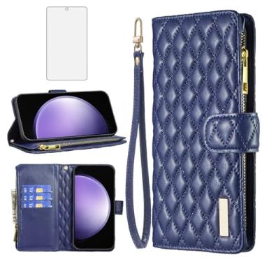 Imagem de Asuwish Capa de telefone para Samsung Galaxy S23 FE 5G capa carteira com protetor de tela de vidro temperado e suporte de cartão de crédito flip de couro acessórios de celular borracha S 23 EF S23FE