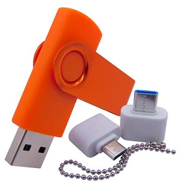 Imagem de Pen Drives USB de pequena capacidade de 128 MB Pen Jumpdrive U Disk Thumb Drive com adaptador Tipo-C/OTG para alunos e estudantes (laranja)