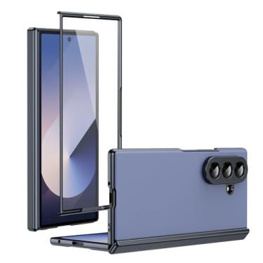 Imagem de AKABEILA Capa para Samsung Galaxy Z Fold7 5G com suporte magnético para veículo elétrico rígido em policarbonato antiqueda, fina, antiderrapante, capa flip para celular AG-Sapphire