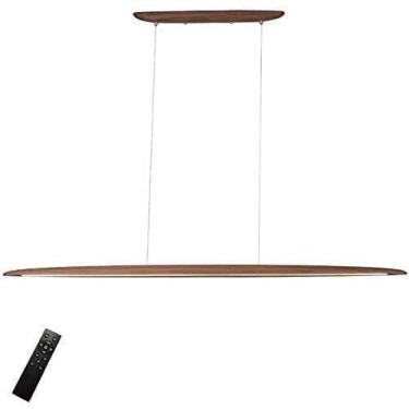 Imagem de Luzes Suspensas De Madeira Simples Led Modernas Controle Remoto Lustre Regulável Luminárias De Ilha Pendurado Lâmpada Pendente Para Sala De Jantar Sala De Estar Cozinha, Dark Wood/130cm