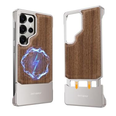 Imagem de NIFBANG Capa sem moldura para Samsung Galaxy S25 Ultra com Magsafe, capas de telefone de proteção à prova de choque de madeira maciça, à prova de choque, moldura menos alumínio para Samsung S 25 Ultra