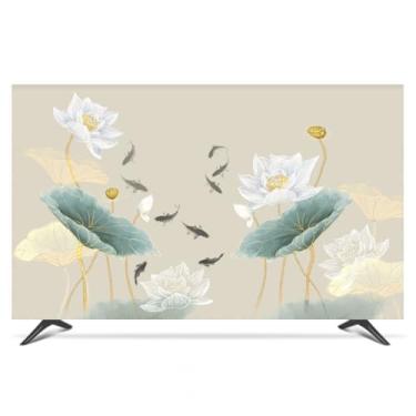 Imagem de Capas de TV Capa protetora para monitor LCD/LED para tela de cristal líquido protetor de tela de computador para televisão protetor à prova de poeira interior quarto sala de estar decoração capa-cáqui