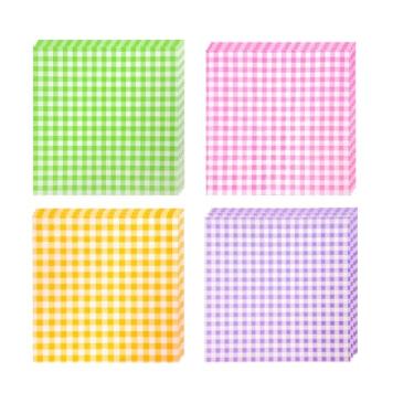 Imagem de Heiboa 200 Folhas De Papel Para Embrulho Sanduíches, 30X30 Cm, Pacote Com 4 Cores Variadas, Forros Cestas Alimentos, Antiaderente Xadrez À Prova Gordura Pães, Hambúrgueres E Burritos