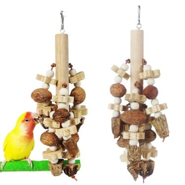 Imagem de Brinquedos de papagaio, brinquedos de mastigar pássaros de nozes naturais para papagaios pequenos e médios Lovebird Quaker Conure Budgie Calopsita - Ideal para a saúde do bico e dos pés de pássaros (2