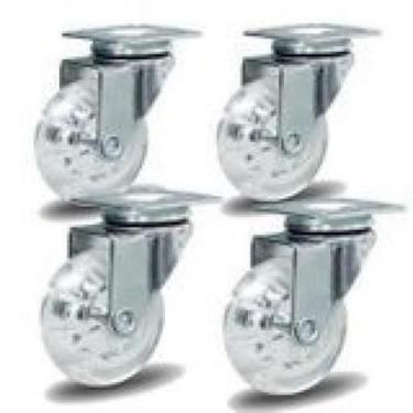 Imagem de Rodizio Cromado Para Carrinhos E Móveis Roda Gel Kit 4 Unids - Movifac