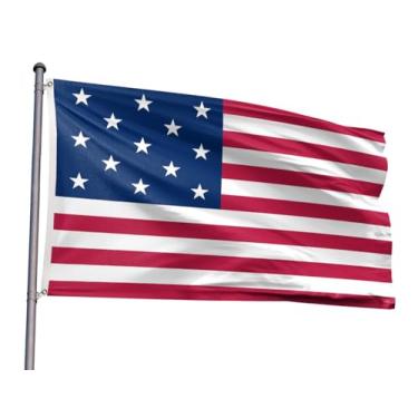 Imagem de Bandeira histórica dos EUA Treze Estrelas 1777-1795 Hopkinson Old Glory Banner Poliéster com 2 ilhós para festivais patrióticos decoração de festa