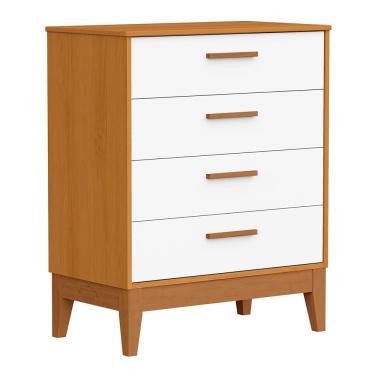 Imagem de Cômoda Infantil Flip 4 Gavetas MDF Puxador MDF Branco Fosco-savana com Pés em Madeira