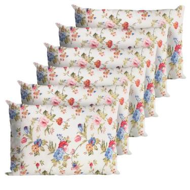 Imagem de 6 Fronhas Avulsas Percal 200 Fios Algodão Ponto Palito Floral - Casa H