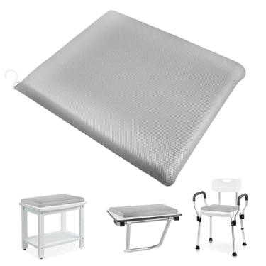 Imagem de Almofada de assento de chuveiro para idosos, almofada de cadeira de chuveiro lavável com malha respirável e gancho, almofada de banco de chuveiro de secagem rápida para deficientes, idosos