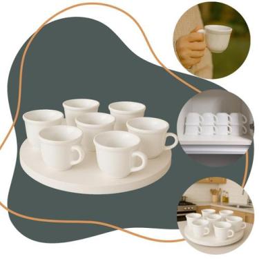 Imagem de Conjunto 6 Xícaras de Vidro Opalina Retrô 80ml Elegância para Café e C