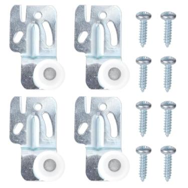 Imagem de 4 Peças Kit Ferragens Rolo Porta Correr Armário, Rodas Rolo para Roupeiro com 8 Parafusos para Portas de Correr de Cozinha com Dobradiça Superior 1,9cm a 2,54-0,97cm Espessura