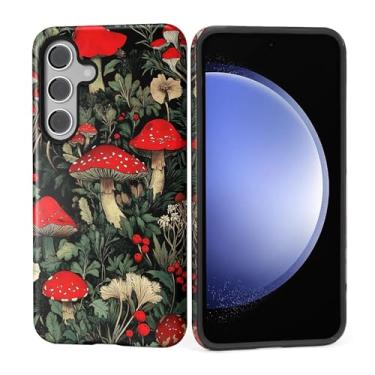 Imagem de Capa para Samsung Galaxy S24, silicone macio fosco + PC rígido antiarranhões capa protetora 2 em 1 resistente à prova de choque para mulheres e homens - Cogumelos da floresta