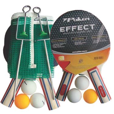 Imagem de Raquete para Ping Pong Conj. Raquete+3Bolas+Suporte Poker