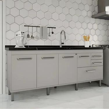Imagem de Gabinete de Cozinha Grande Balcão Branco 4 Portas 100% Mdf - Rainha do