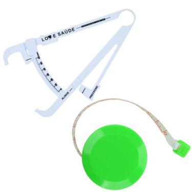 Imagem de Kit Avaliacao Fisica Medir Gordura Corporal Fita Metrica Adipometro - 