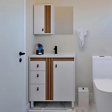 Imagem de Conjunto Gabinete de Banheiro 3 Gavetas C/ Espelheira e Cuba - Rainha 