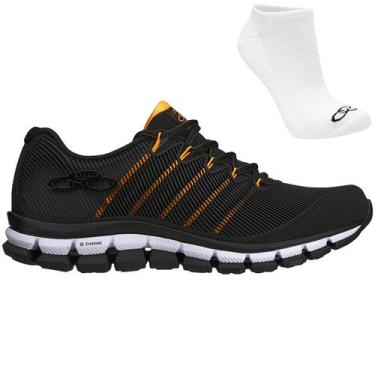 Imagem de Kit Tênis Olympikus Dynamic Masculino e Meia, 43, Preto, Laranja, Masc